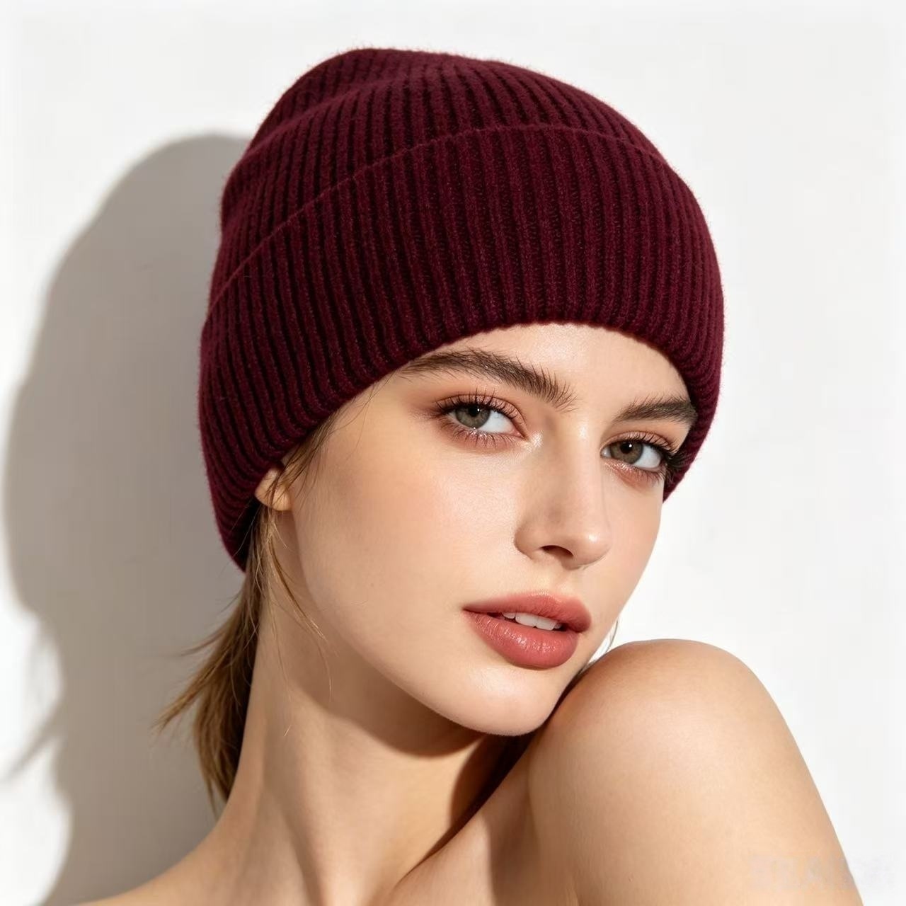 Navy Blue Ribbed Knit Thermal  – Beanie Cuffed Knit Bewertung und Preis