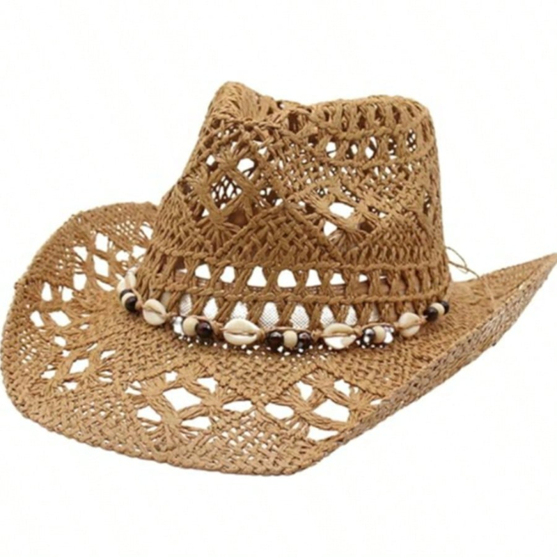 1pc Boho Shell Hollow Out Stra – Cowboy Hat Straw Bewertung und Preis