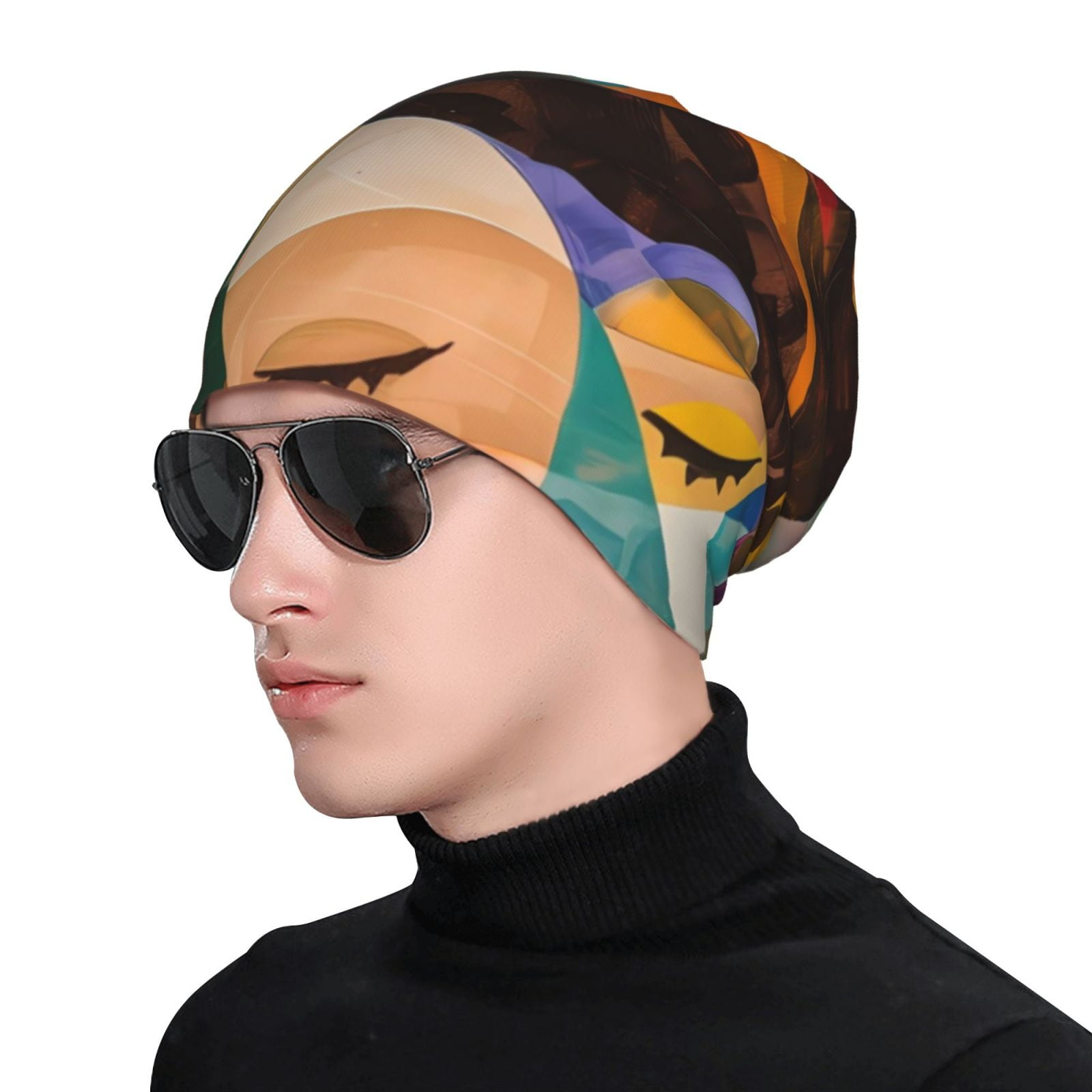 Abstract Musical Faces Printed – Beanie Cuffed Knit Bewertung und Preis