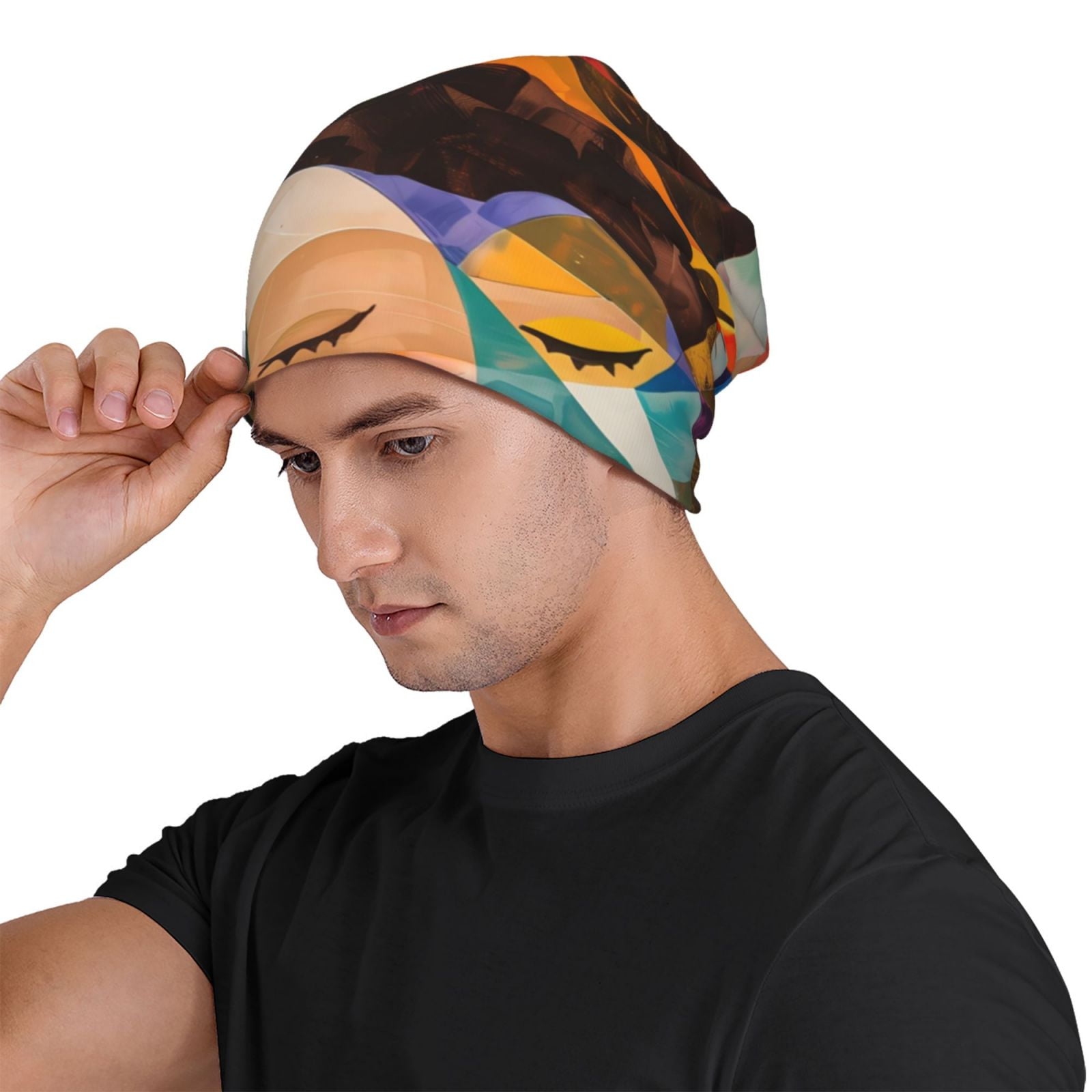Abstract Musical Faces Printed – Beanie Cuffed Knit Bewertung und Preis