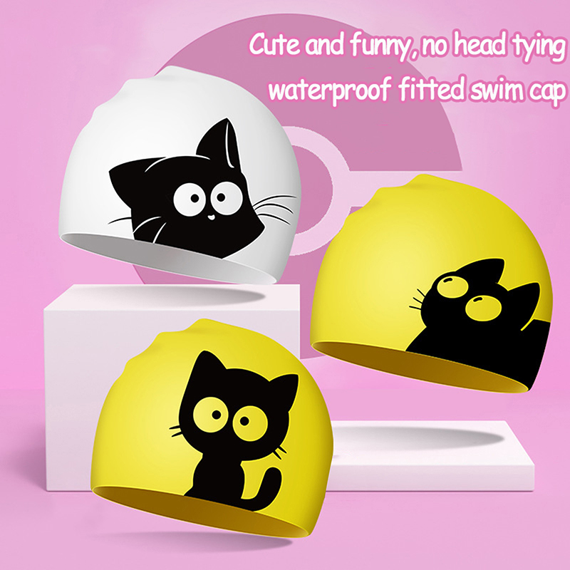 Cute Cat Swimming Cap For Long – Swim Hat Silicone Bewertung und Preis