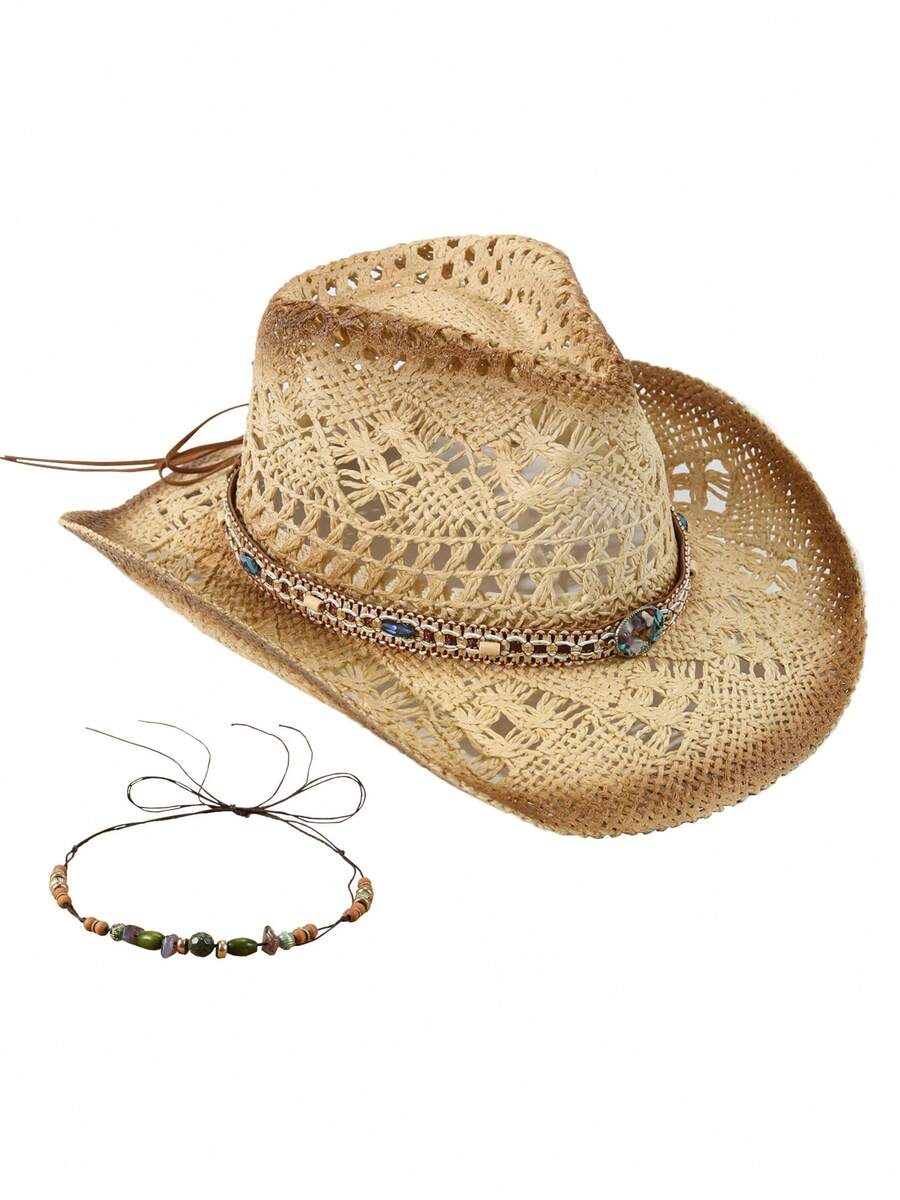 Unisex Straw Cowboy Hat With B – Cowboy Hat Straw Bewertung und Preis