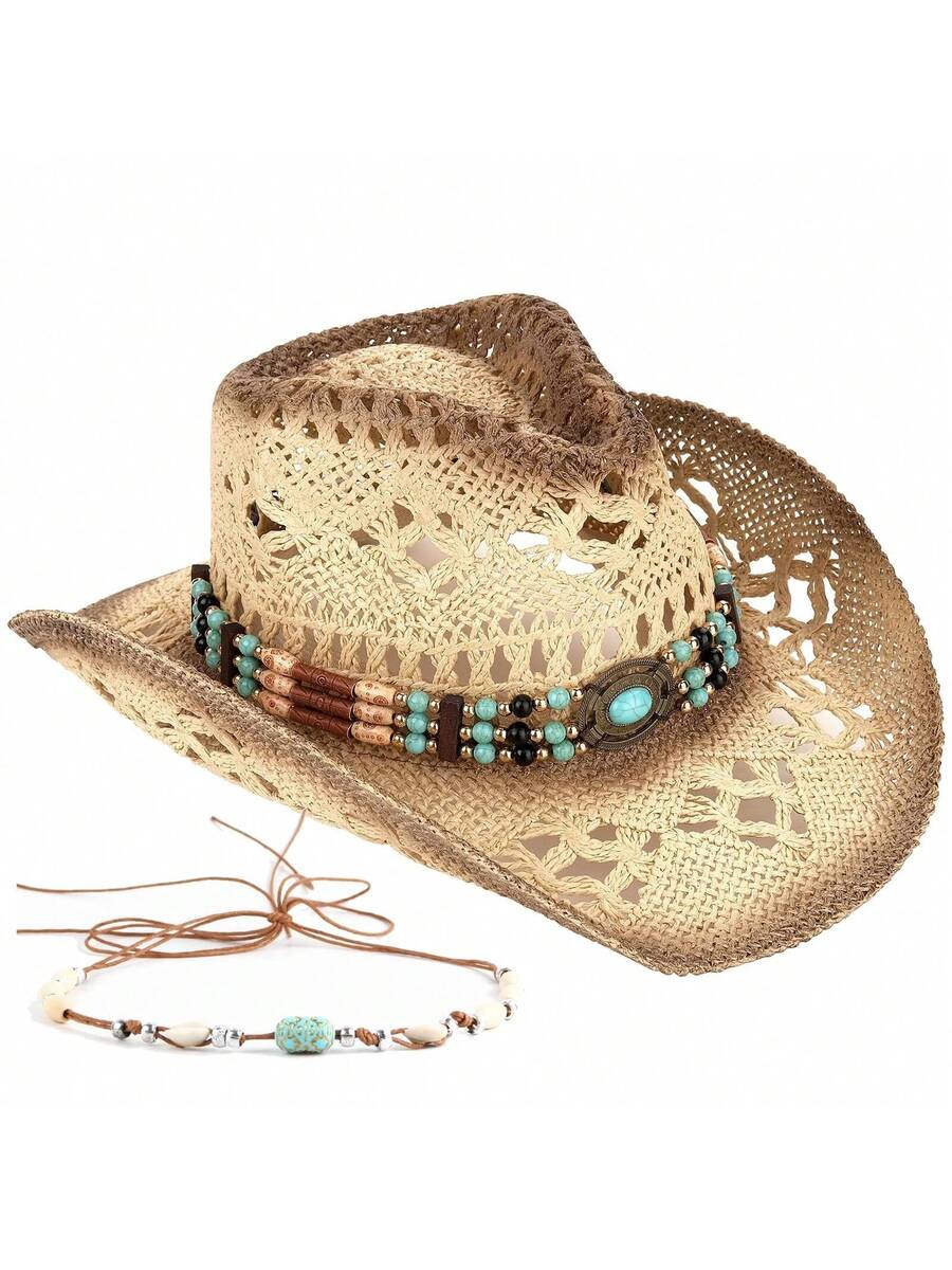 Unisex Straw Cowboy Hat With B – Cowboy Hat Straw Bewertung und Preis