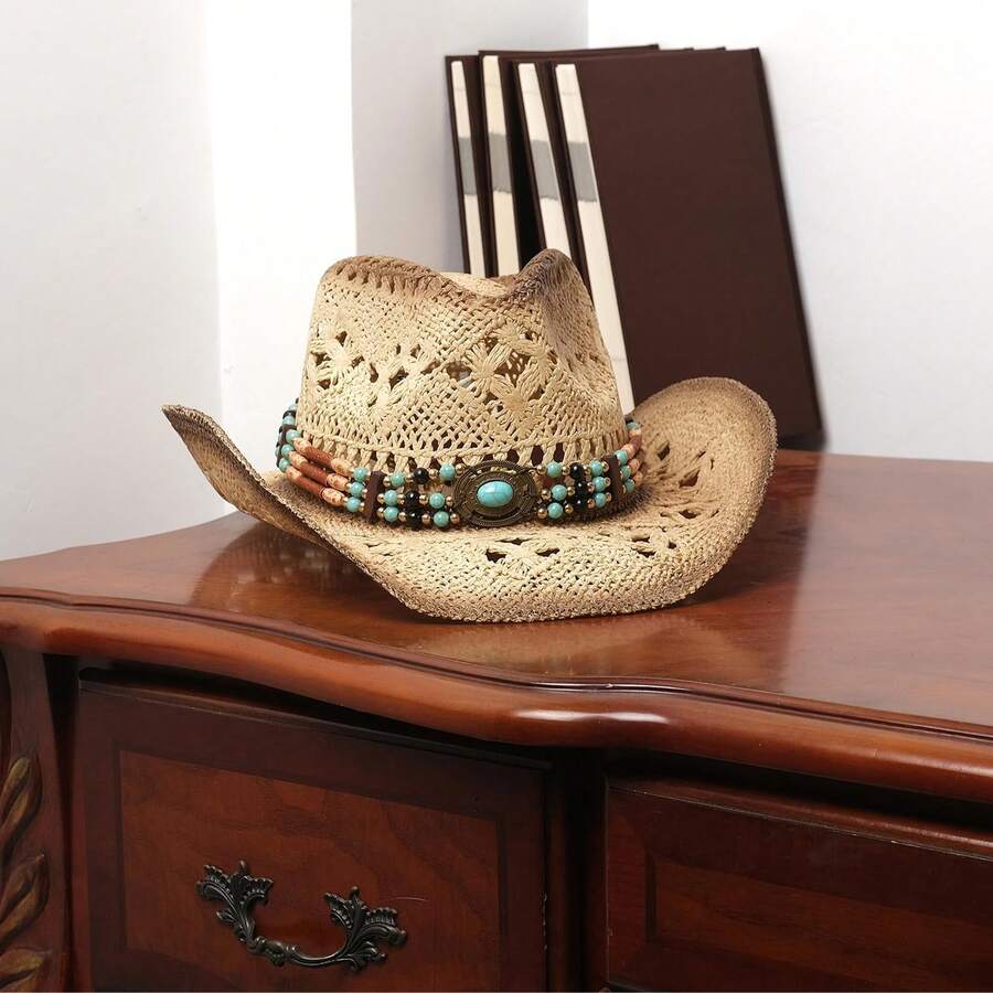 Unisex Straw Cowboy Hat With B – Cowboy Hat Straw Bewertung und Preis