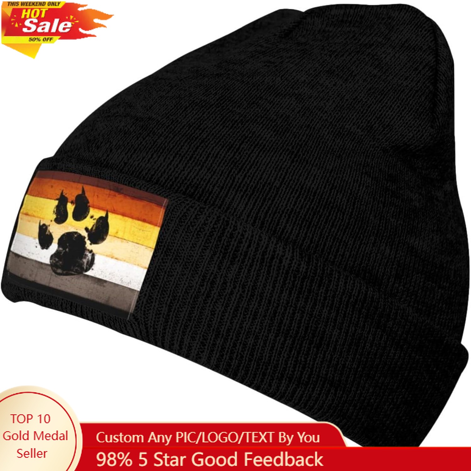 Gay Flag Bear paw LGBT Knit Be – Beanie Cuffed Knit Bewertung und Preis