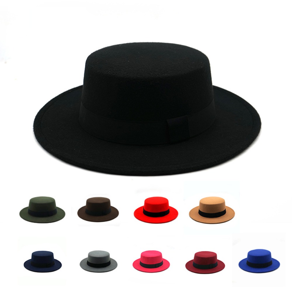 British Retro Flat Top Hat wit – Fedora Hat Wool Bewertung und Preis